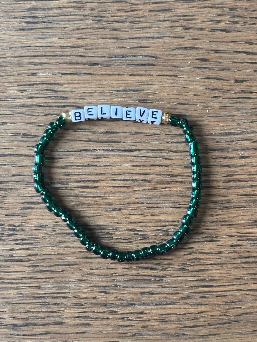 NWOT BELIEVE Green Beaded Stretch Bracelet